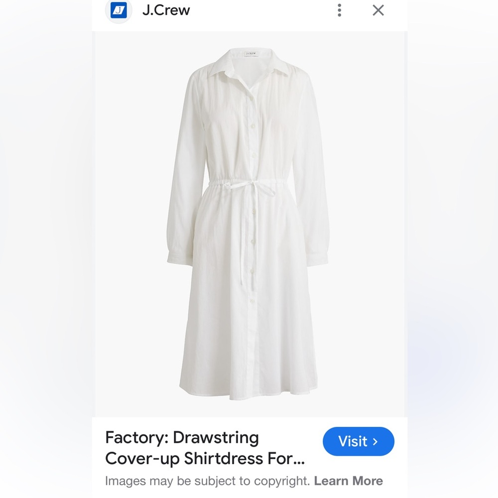 J.Crew White Shirt Dress cover up